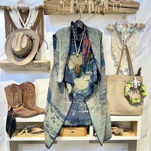Open front boho duster asymmetrical vest w shabby chic western vibe